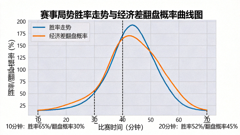赛事局势胜率走势与经济差翻盘概率曲线图