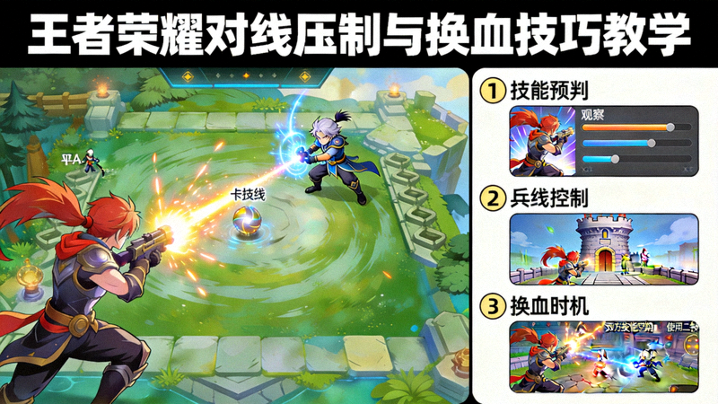 王者荣耀对线压制与换血技巧教学画面